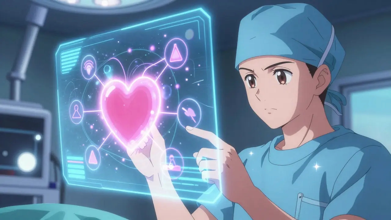 Chirurg mit holografischer Risiko-Interaktionsanzeige