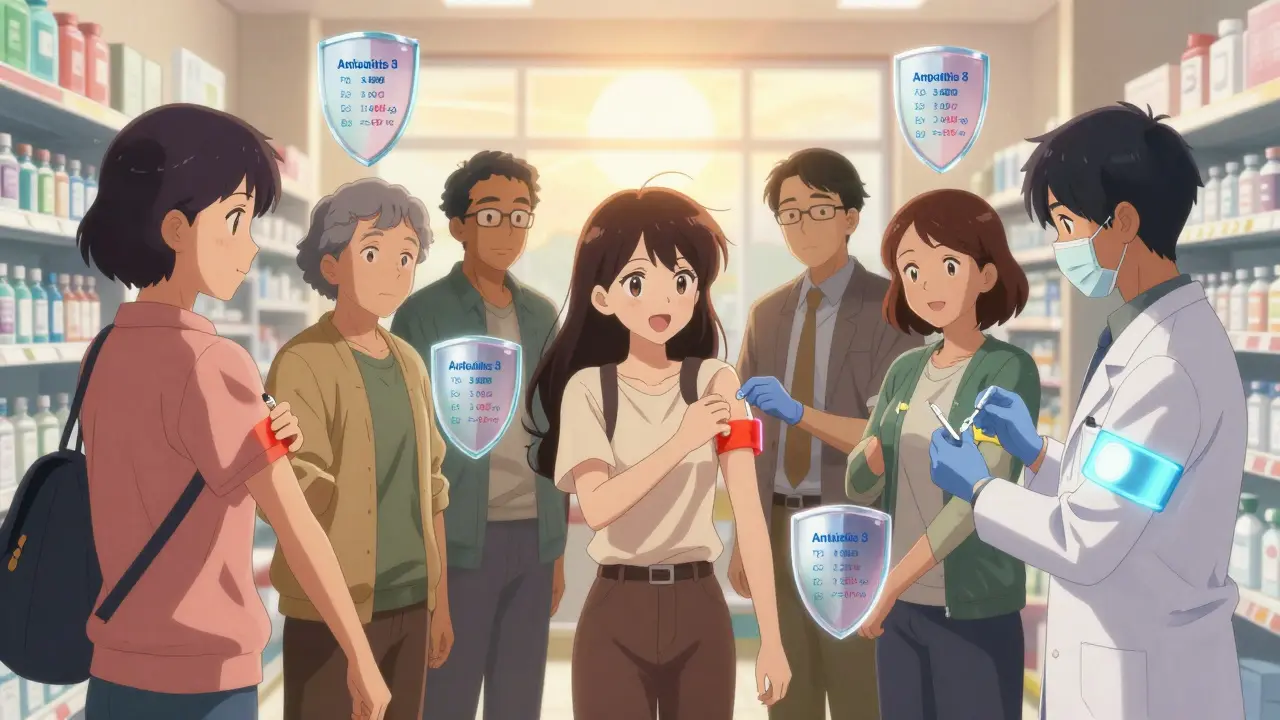 Erwachsene erhalten in der Apotheke eine Hepatitis-B-Impfung und entwickeln dauerhaften Schutz.