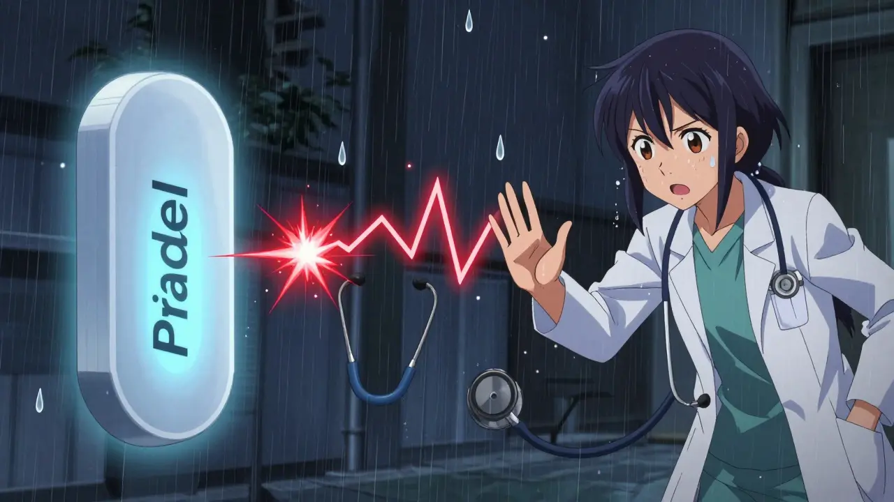 Zwei Lithium-Tabletten im Vergleich: eine stabil blau leuchtend, die andere unsicher rot funkeln, mit warnendem Stethoskop.