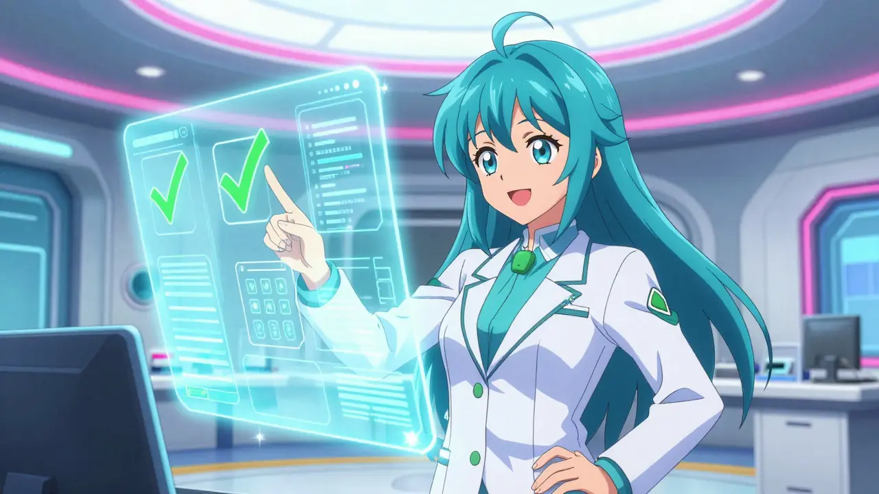 Futuristisches KI-Überwachungssystem für Arbeitssicherheit in PreCure-Anime-Optik.