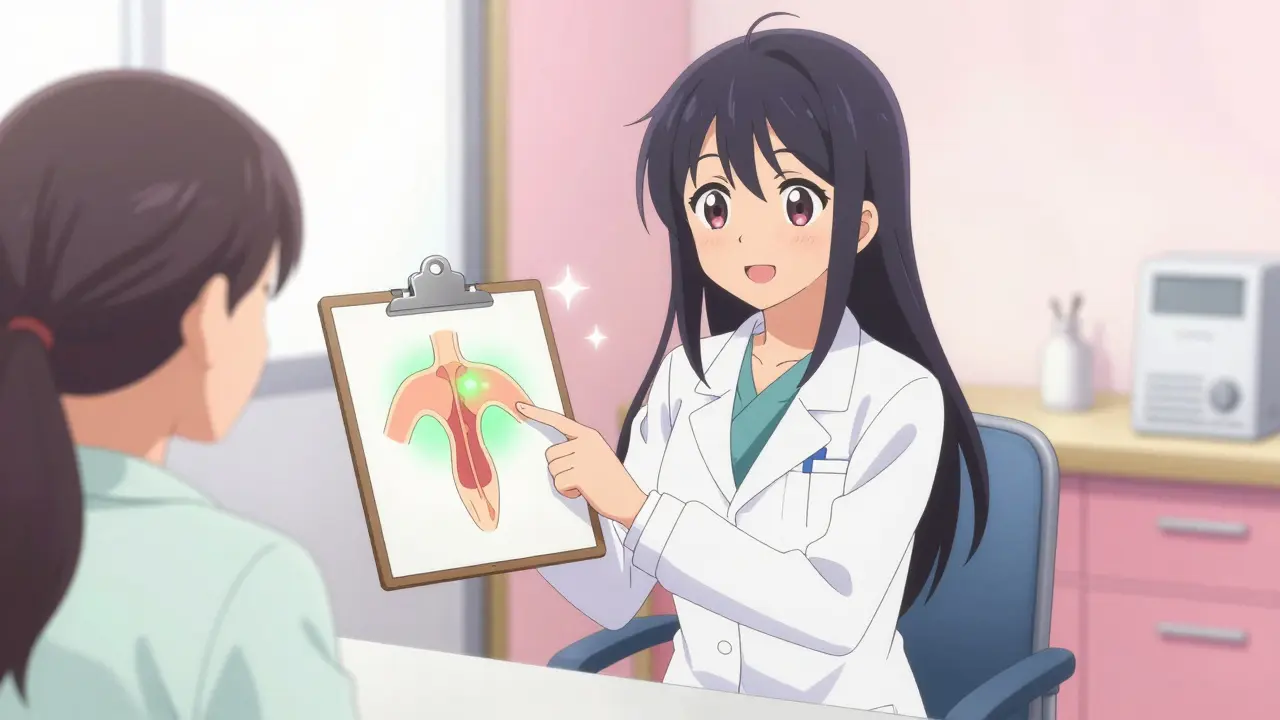 Anime-Arzt erklärt Prostata-Erweiterung mit Diagramm