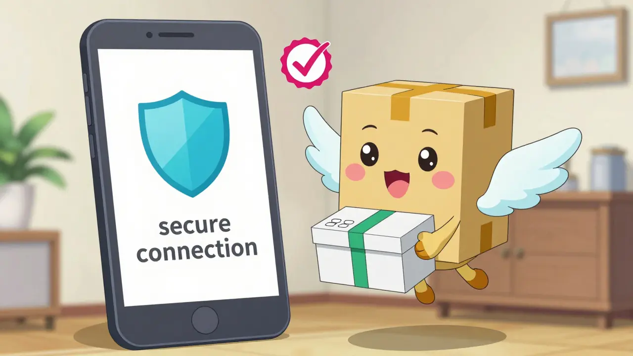 Sichere Online-Apotheken-Lieferung im Anime-Stil