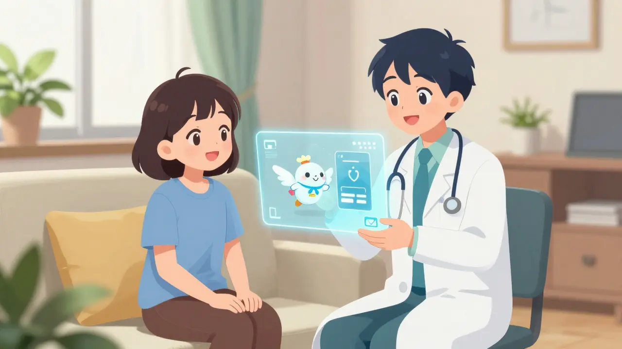 Telemedizin: Arzt und Patient verbinden sich über Bildschirm für Rezept